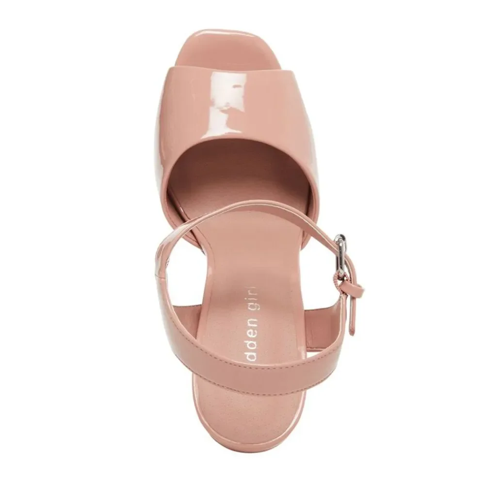 MADDEN GIRL Womens Pink 1" Platform Bambi Sculpted Heel Slingback Sandal 10 M